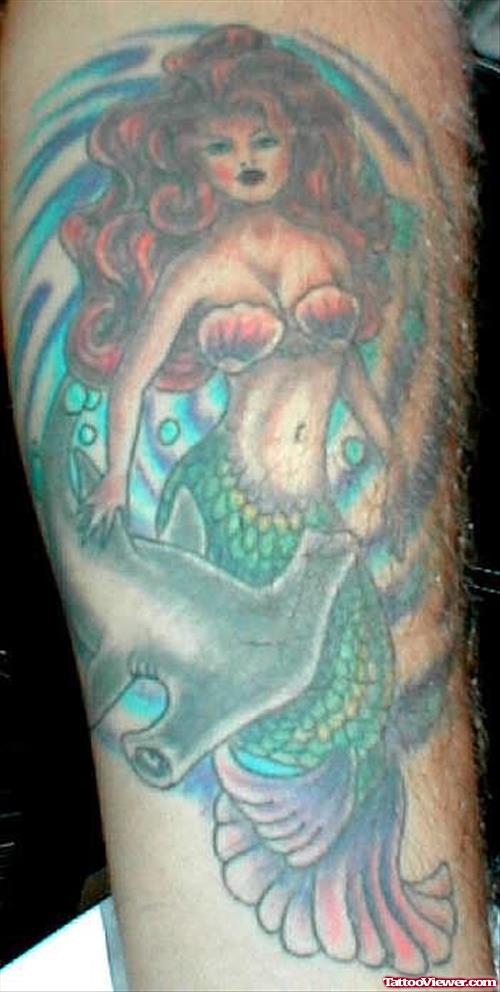 Shark And Girl Tattoo