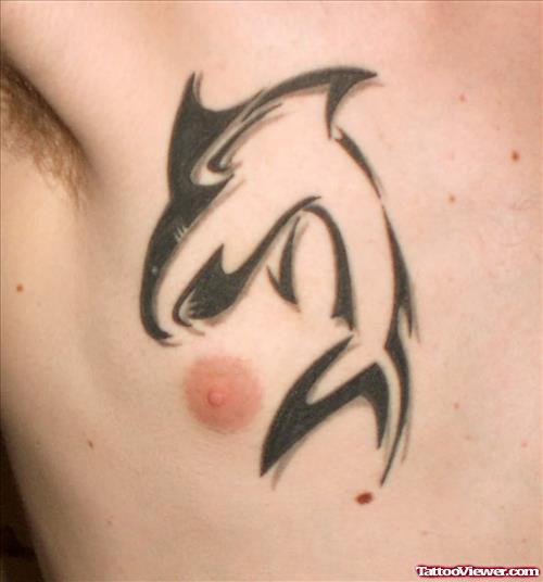 Men shark Tattoo On Chest