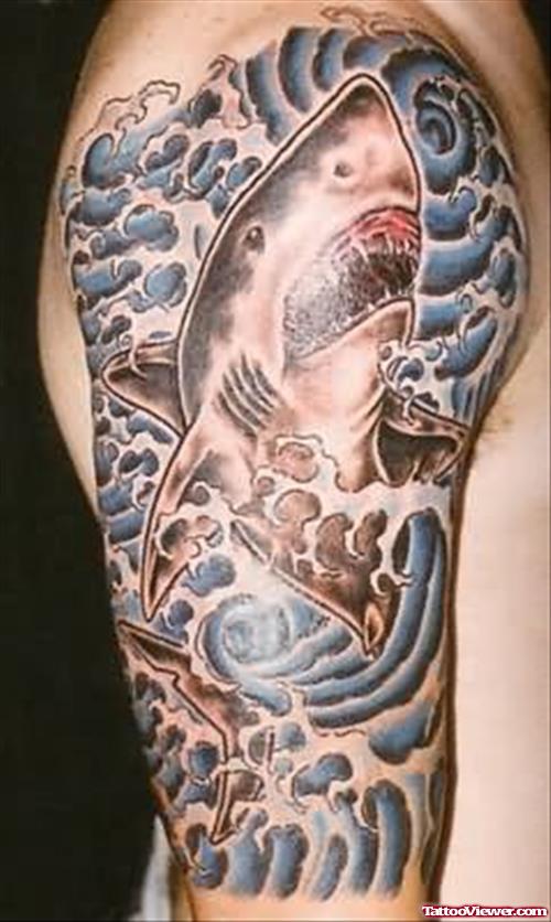 Wonderful Shark Tattoo On Shoulder