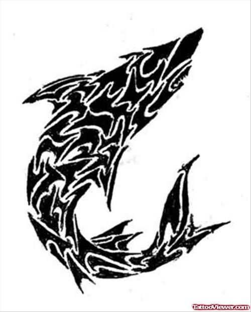 Tribal Black Shark Tattoo Design