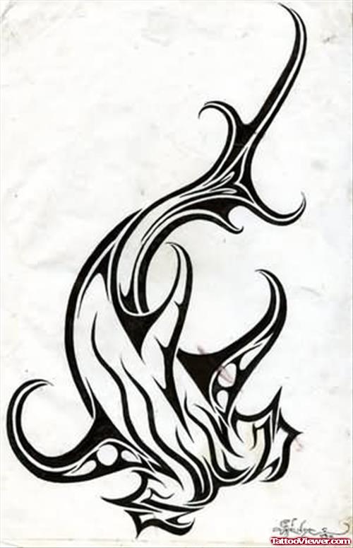 Hammerhead Shark Tribal Tattoo Design