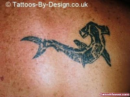 Hammer Head Shark Tattoo On Back