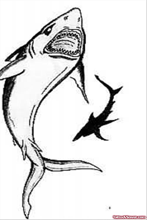 Big Shark with little Shark Tattoo Design