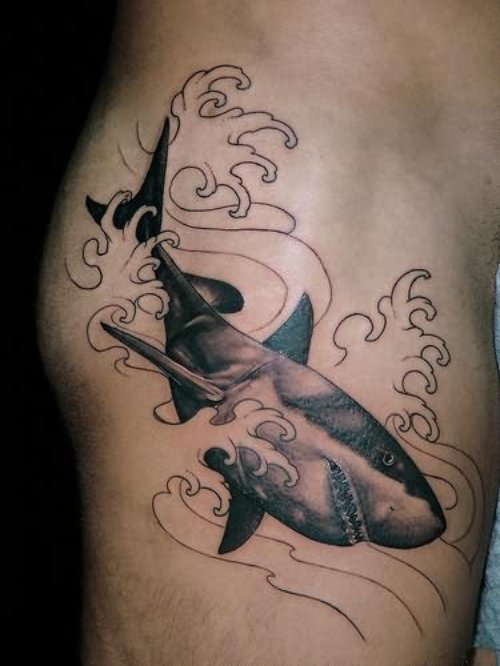 Shark Tattoo On Lower Body