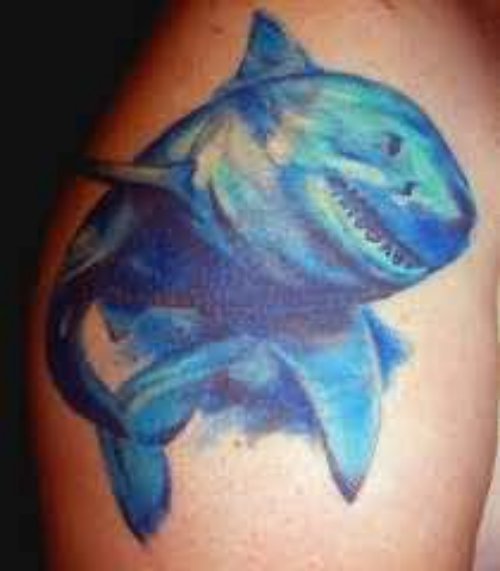Dark Blue Shark Tattoo