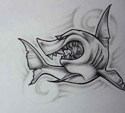 Beach Shark Tattoo Design