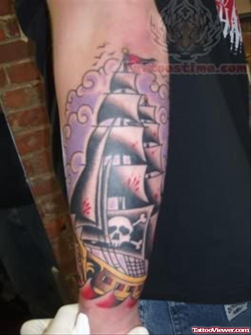 Orrin Pirate Ship Tattoo