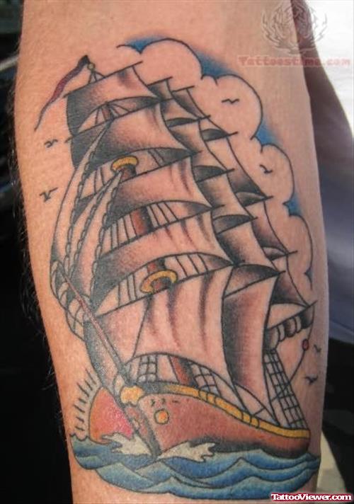 Traditional Sailing Ship Tattoo