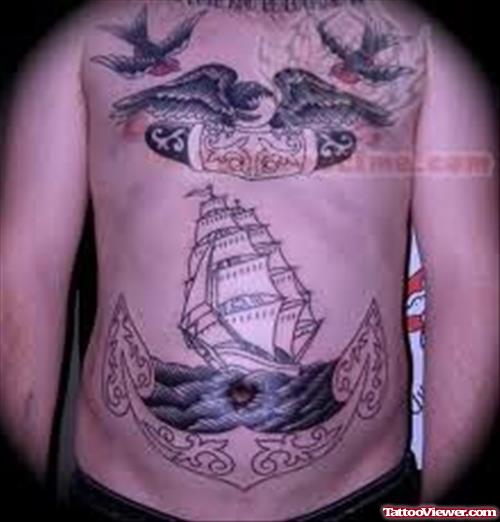 Ship Tattoo On Front