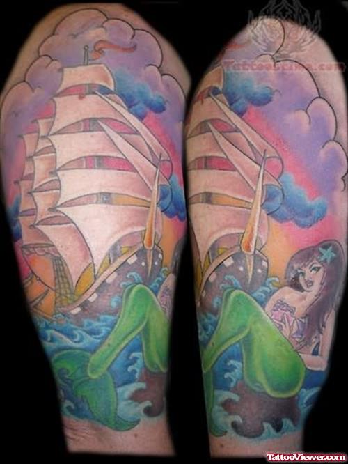 Ship Tattoos on Sleeve