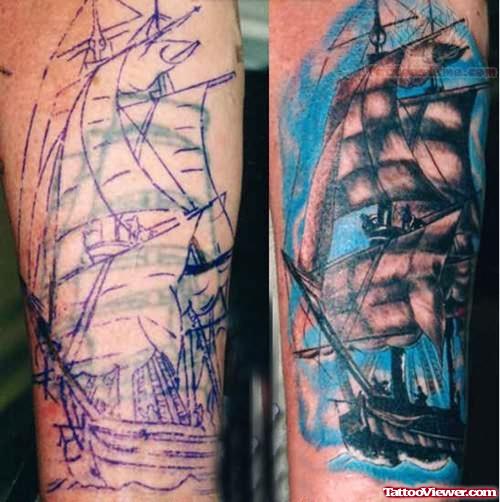 Colored Ship Tattoo Image