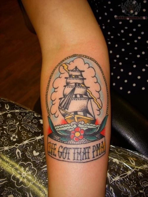 Ship Tattoo For Arm