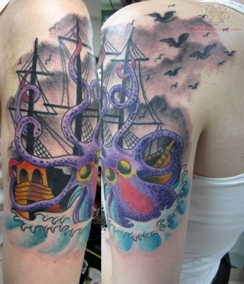 Octopus Ship Tattoo