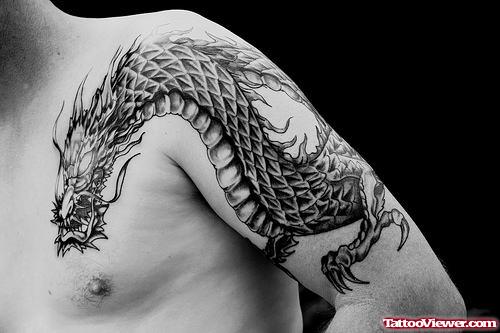 Large Dragon Tattoo On Shoulder