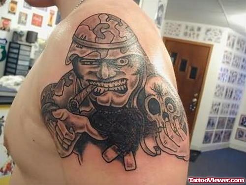 Military Man Tattoo On Shoulder