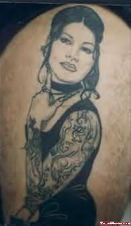 Young Girl Tattoo On Shoulder