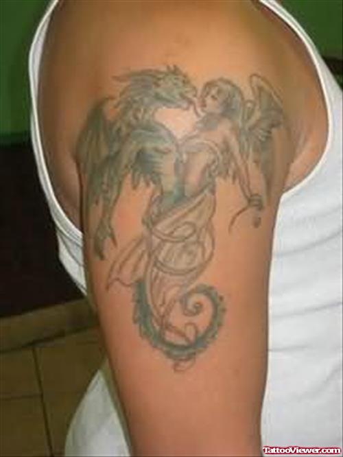 Extreme Gargoyle Tattoo On Shoulder