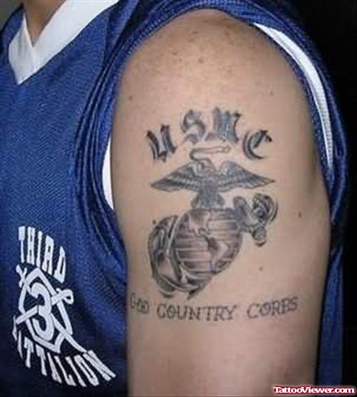 Military USMC Tattoo On Shoulder