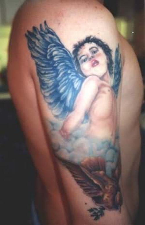 Wings Girl Tattoo On Shoulder