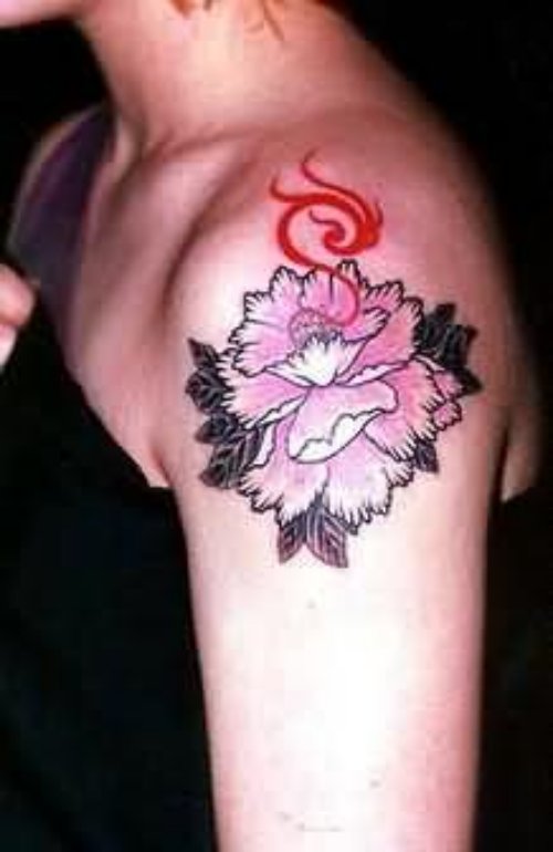 Anemone Flower Tattoo On Shoulder