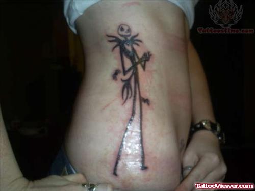 Jack Skeleton Tattoo On Rib