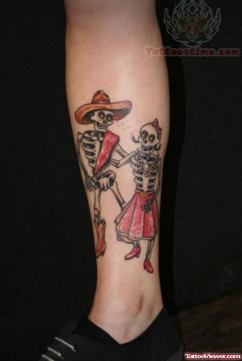Mexican Romance Skeletons Tattoos