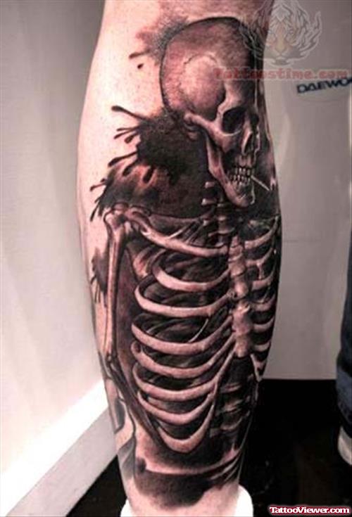 Black Ink Skeleton Tattoos
