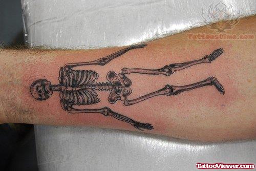 Skeleton Tattoo Design on Arm for College Boys