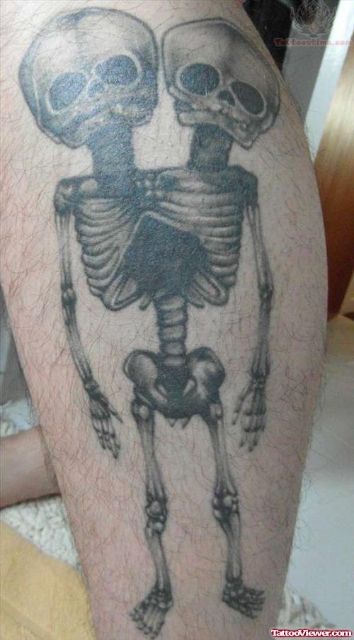 Siamese Twins Skeleton Tattoo