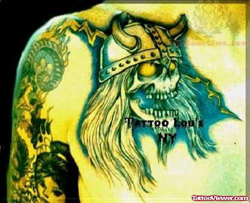 Amazing Yellow Eyes Skull Tattoo