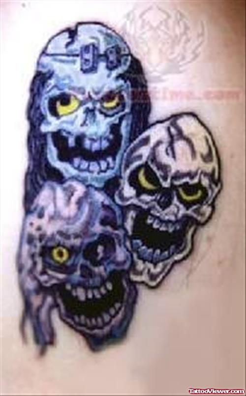 Yellow Eyes Skull Tattoos