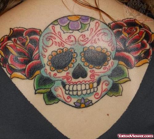 Mexican Skull Tattoo on Back