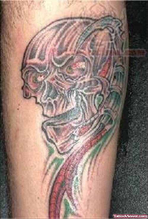 Horror Red Skull Tattoo