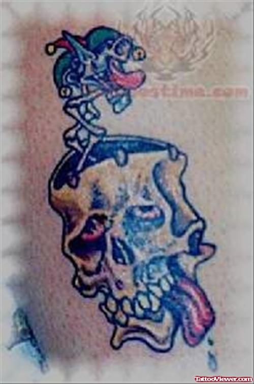Funny Cartoon Skull Tattoo