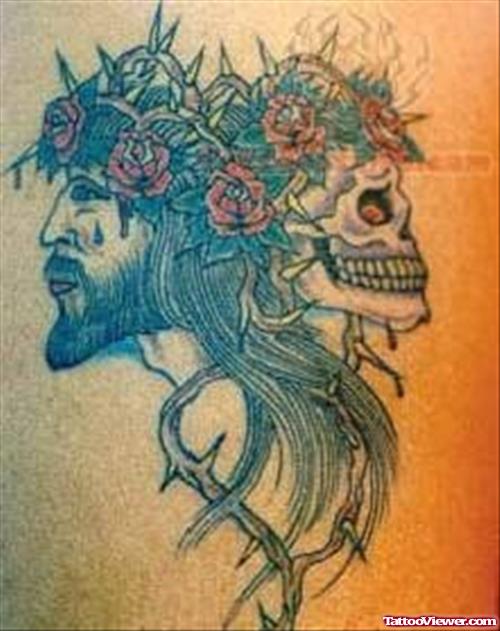 Beautiful Skull Tattoos With Flowers