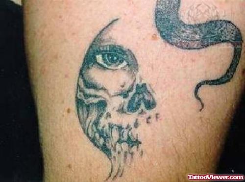Half Faced Skull Tattoo