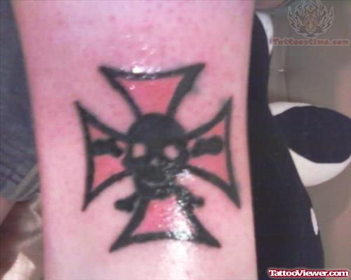 Girly Iron Cross Skull Tattoo