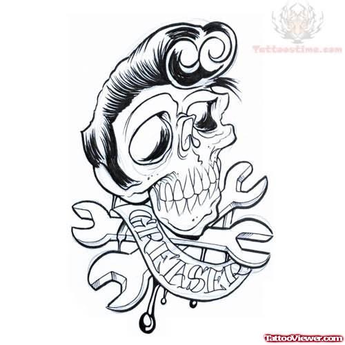 Greaser Skull Tattoo Design