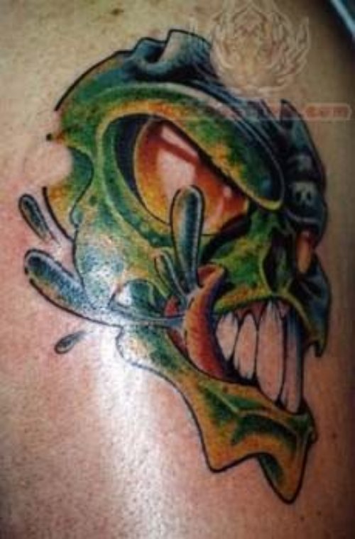 Funny Green Skull Tattoo
