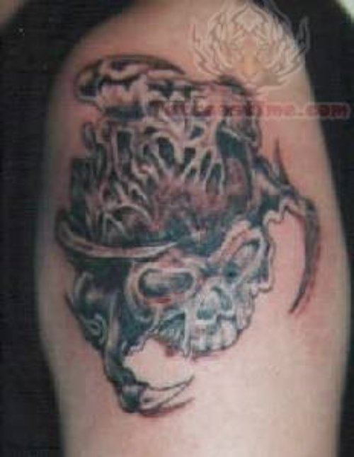 Shining Red Skull Tattoo