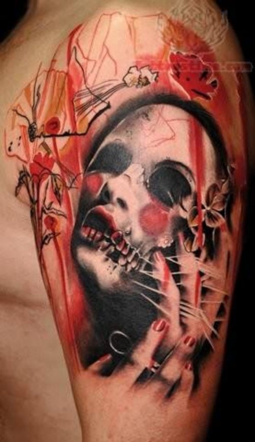 Black And Red Skull Tattoos