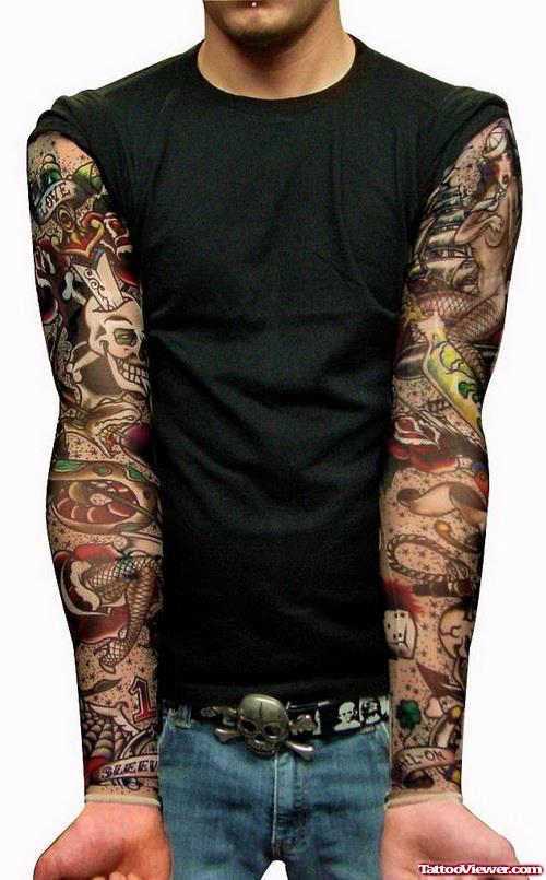 Awesome Colored Sleeve Tattoos For Men