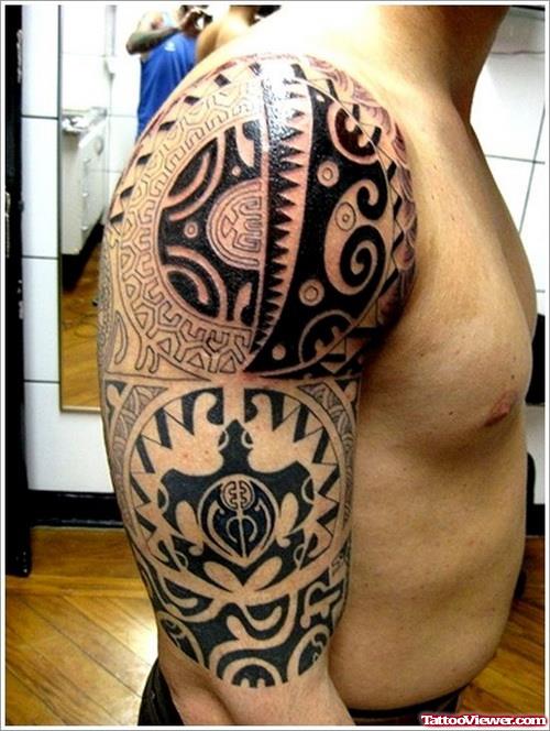 Tribal Maori Half Sleeve Tattoo