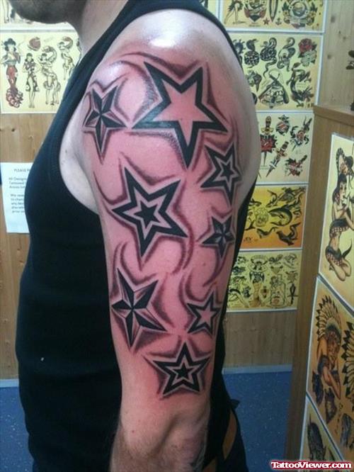 Stars Half Sleeve Tattoo For Men