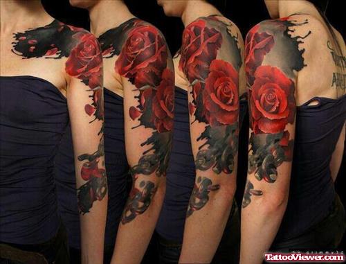 Red Roses Sleeve Tattoo