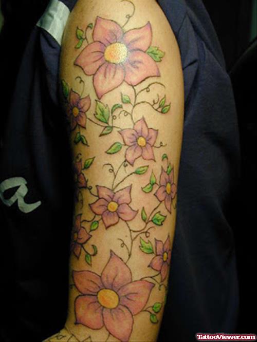 Flowers Half Sleeve Tattoo