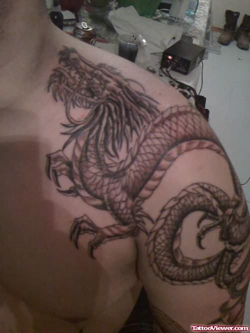 Large Snake Tattoo On Shoulder