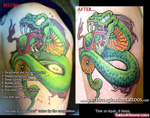 Green Dragon Snake Tattoo