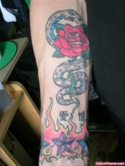 Tattoo of Snake with Rose