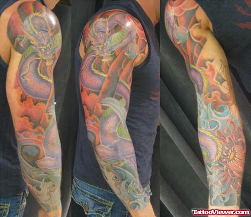 Dragon Snake Sleeve Tattoo
